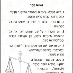 דף עבודה ראש השנה - שמות החג