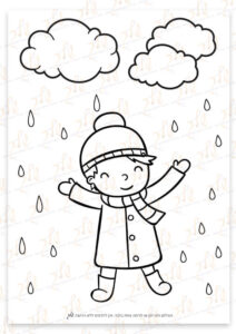 דף צביעה ילד בגשם
