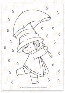 דף צביעה ילד בגשם2